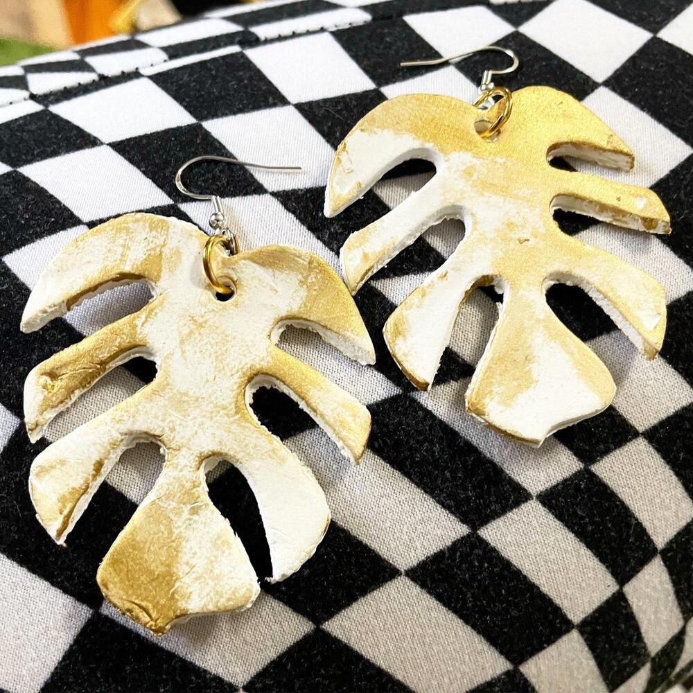 monstera thai constellation also aura earrings plant jewelry plants flowers